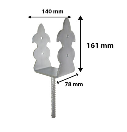 Suport U cu tija pentru stalpi 140 mm - imagine 2